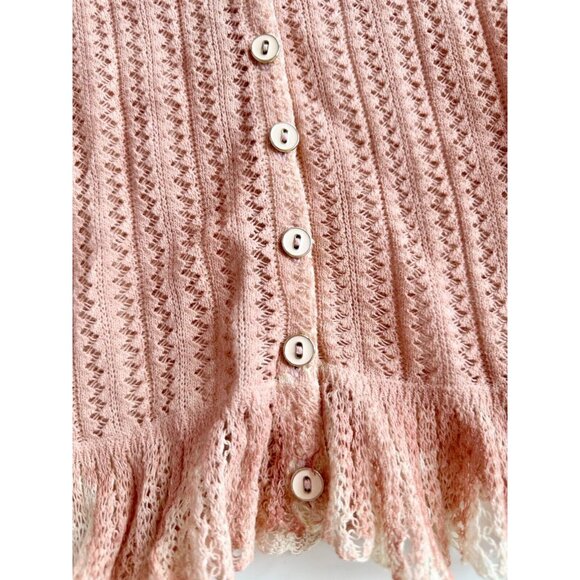 D&G DOLCE & GABBANA Pink Pointelle Knit Embellished Cardigan Sweater, Size XS - Picture 11 of 16